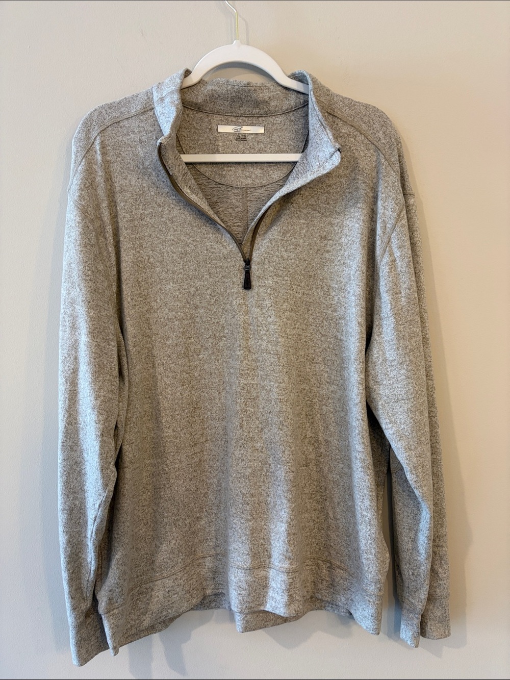 Men's Greg Norman Heather Gray/Beige Quarter-Zip Pullover Sweater